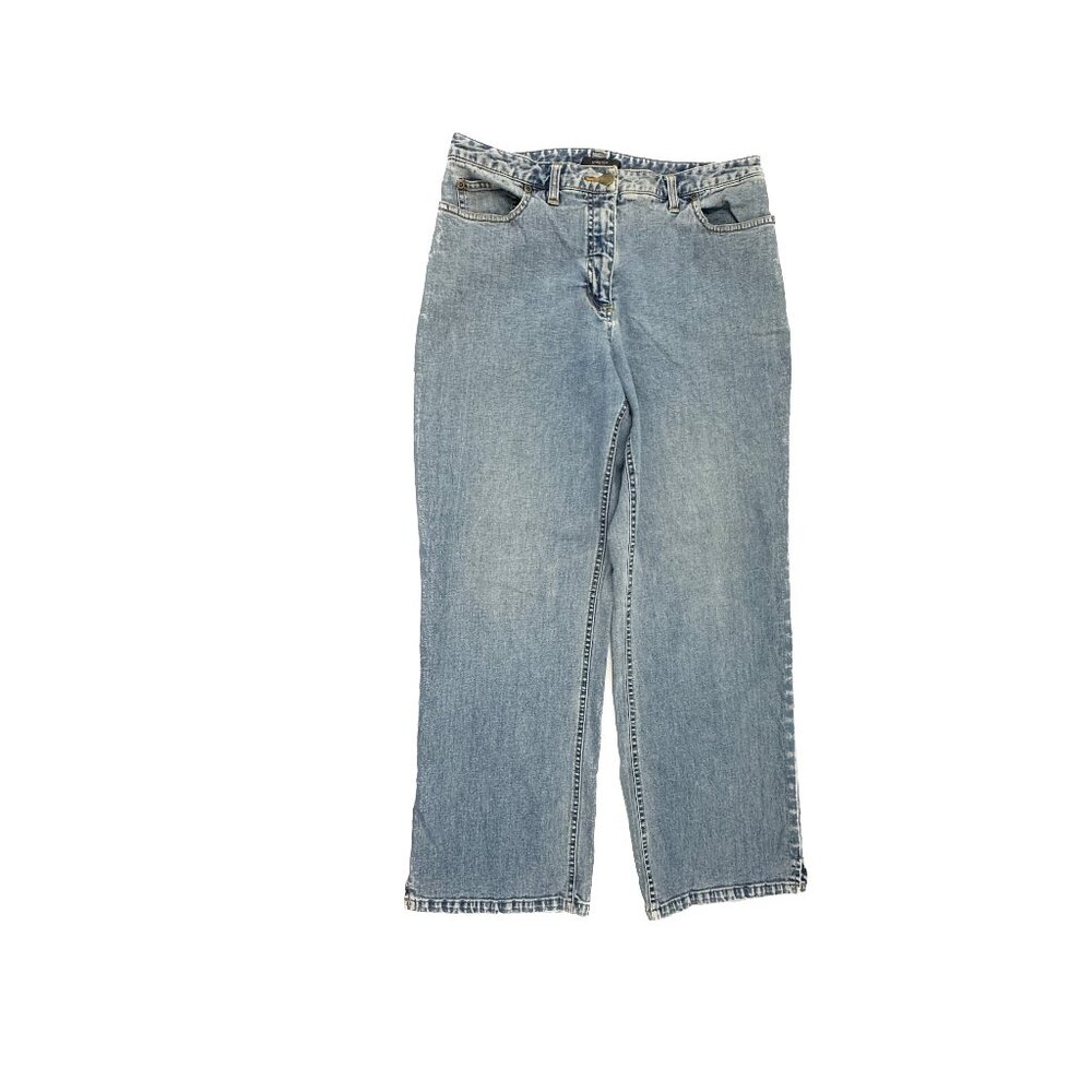 Van Heusen Relaxed Straight Ankle‎ Slit Women's size 12P Medium Blue Denim jeans